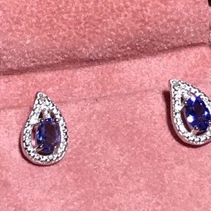 925 Silver Diamond & Tanzanite Earrings